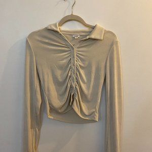 White Ruched Long Sleeve | Size S | Garage